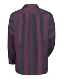 Red Kap Industrial Long Sleeve Work Shirt SP14 - Navy/ Red Stripe