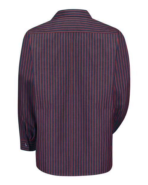 Red Kap Industrial Long Sleeve Work Shirt SP14 - Navy/ Red Stripe