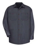 Red Kap Industrial Long Sleeve Work Shirt - Tall Sizes SP14T - Blue/ Charcoal Microcheck