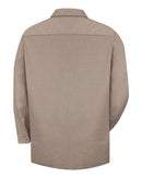 Red Kap Industrial Long Sleeve Work Shirt - Tall Sizes SP14T - KB-Khaki/ Black Microcheck