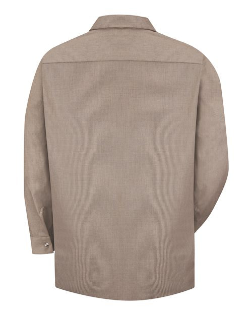 Red Kap Industrial Long Sleeve Work Shirt - Tall Sizes SP14T - KB-Khaki/ Black Microcheck
