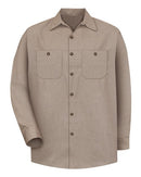Red Kap Industrial Long Sleeve Work Shirt - Tall Sizes SP14T - KB-Khaki/ Black Microcheck
