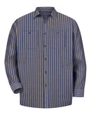 Red Kap Industrial Long Sleeve Work Shirt - Tall Sizes SP14T - Navy/ Khaki Stripe