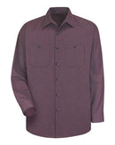 Red Kap Industrial Long Sleeve Work Shirt - Tall Sizes SP14T - RC - Charcoal/ Red