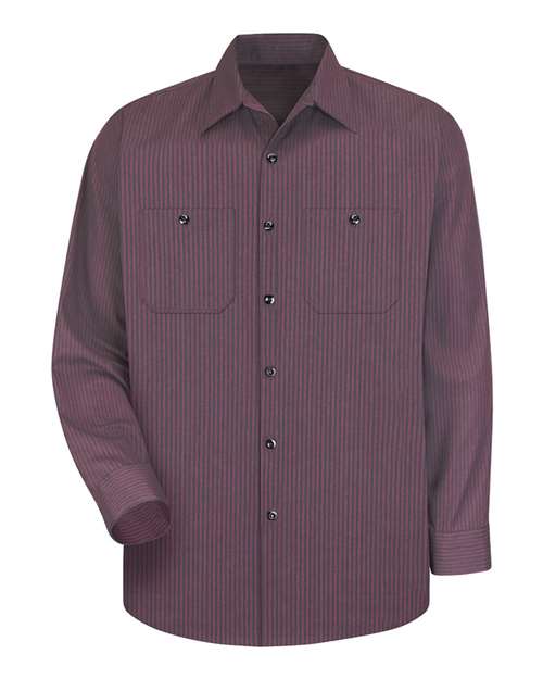 Red Kap Industrial Long Sleeve Work Shirt - Tall Sizes SP14T - RC - Charcoal/ Red