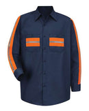Red Kap Industrial Enhanced-Visibility Long Sleeve Work Shirt - Tall Sizes SP14ET