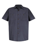 Red Kap Industrial Short Sleeve Work Shirt - Tall Sizes SP24T - Blue/ Charcoal Microcheck