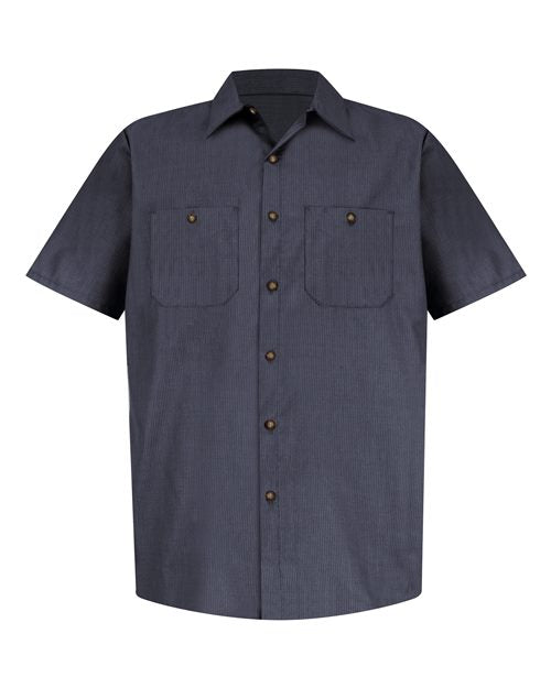 Red Kap Industrial Short Sleeve Work Shirt - Tall Sizes SP24T - Blue/ Charcoal Microcheck