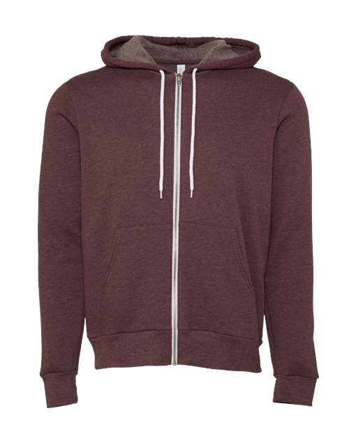 BELLA + CANVAS Sponge Fleece Full-Zip Hoodie 3739 - Heather Maroon