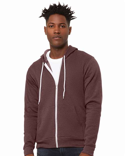 BELLA + CANVAS Sponge Fleece Full-Zip Hoodie 3739 - Heather Maroon