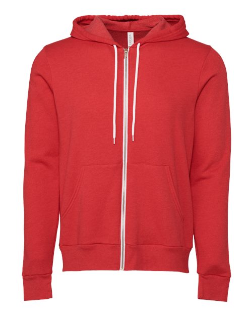 BELLA + CANVAS Sponge Fleece Full-Zip Hoodie 3739 - Heather Red