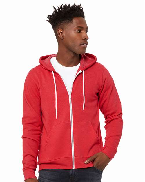 BELLA + CANVAS Sponge Fleece Full-Zip Hoodie 3739 - Heather Red