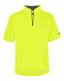 Badger B-Core Short Sleeve Quarter-Zip 4199 - Safety Yellow/ Graphite