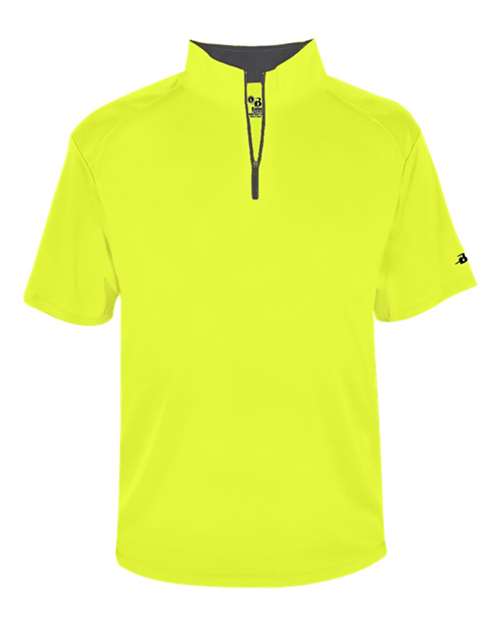 Badger B-Core Short Sleeve Quarter-Zip 4199 - Safety Yellow/ Graphite