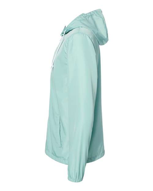 Independent Trading Co. Lightweight Windbreaker Full-Zip Jacket EXP54LWZ - Aqua/ White Zipper
