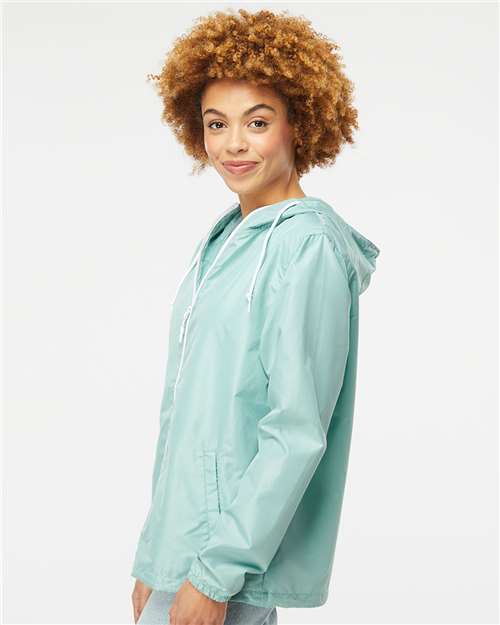 Independent Trading Co. Lightweight Windbreaker Full-Zip Jacket EXP54LWZ - Aqua/ White Zipper