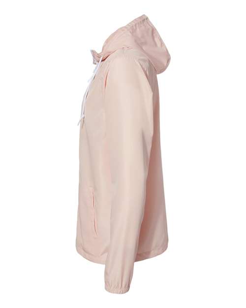 Independent Trading Co. Lightweight Windbreaker Full-Zip Jacket EXP54LWZ - Blush/ White Zipper