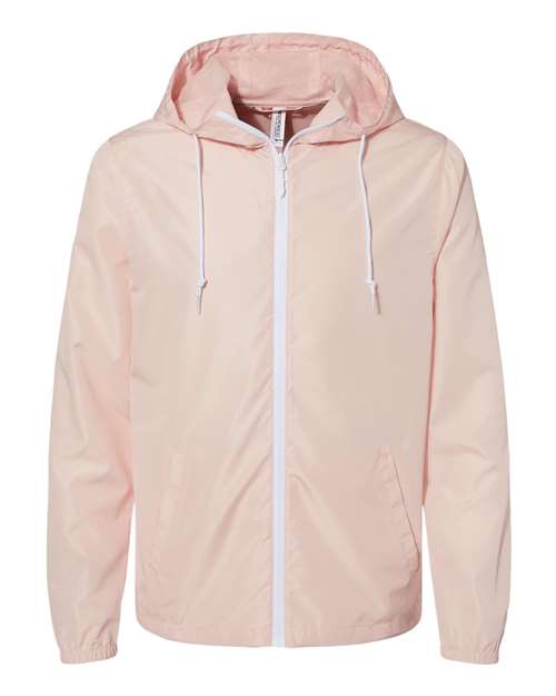 Independent Trading Co. Lightweight Windbreaker Full-Zip Jacket EXP54LWZ - Blush/ White Zipper