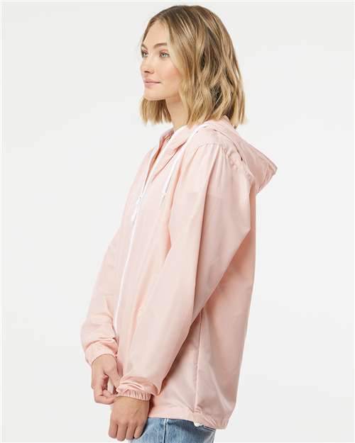 Independent Trading Co. Lightweight Windbreaker Full-Zip Jacket EXP54LWZ - Blush/ White Zipper
