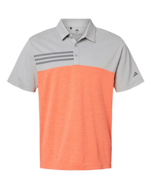 Adidas Heathered Colorblocked 3-Stripes Polo A508