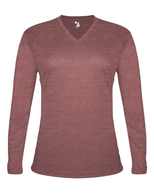 Badger Women's Tri-Blend Long Sleeve T-Shirt 4964 - Maroon Heather