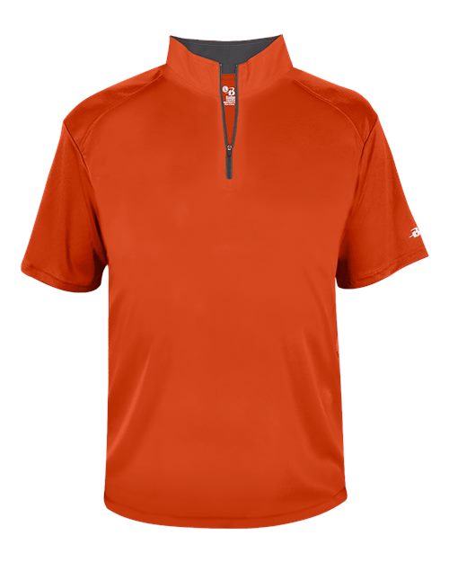 Badger B-Core Short Sleeve Quarter-Zip 4199 - Burnt Orange/ Graphite