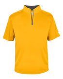Badger B-Core Short Sleeve Quarter-Zip 4199 - Gold/ Graphite