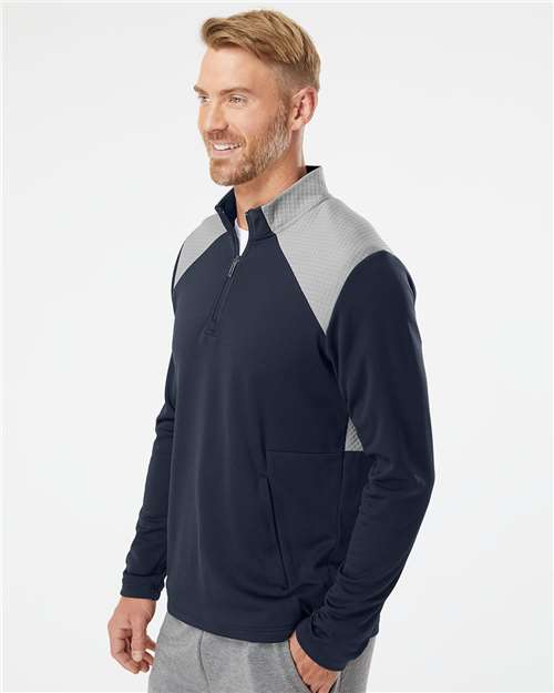 Adidas Textured Mixed Media Quarter-Zip Pullover A532