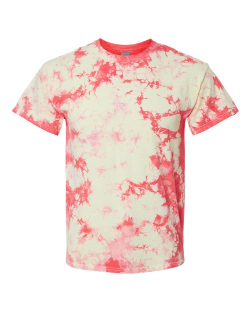 Dyenomite Crystal Tie-Dyed T-Shirt 200CR - Coral/ Soft Yellow