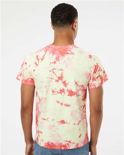 Dyenomite Crystal Tie-Dyed T-Shirt 200CR - Coral/ Soft Yellow