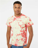 Dyenomite Crystal Tie-Dyed T-Shirt 200CR - Coral/ Soft Yellow