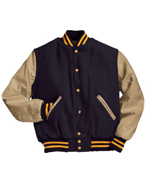 Holloway Varsity Wool Jacket 224183 - Dark Navy/ Cream/ Light Gold
