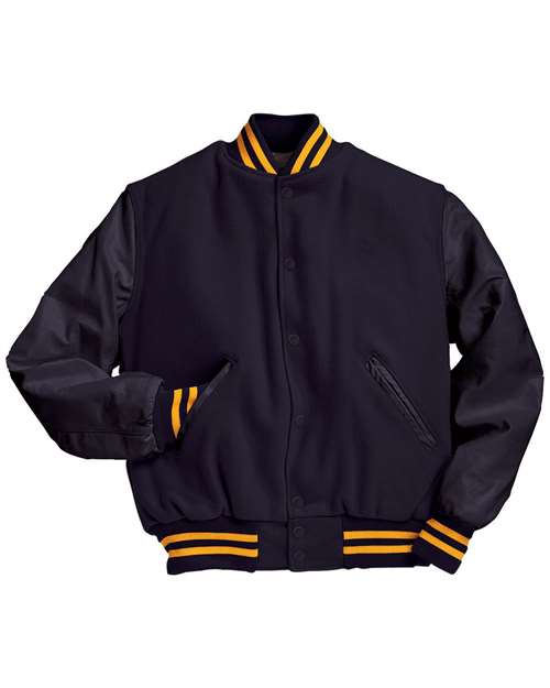 Holloway Varsity Wool Jacket 224183 - Dark Navy/ Dark Navy/ Light Gold
