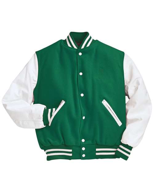 Holloway Varsity Wool Jacket 224183 - Kelly/ White