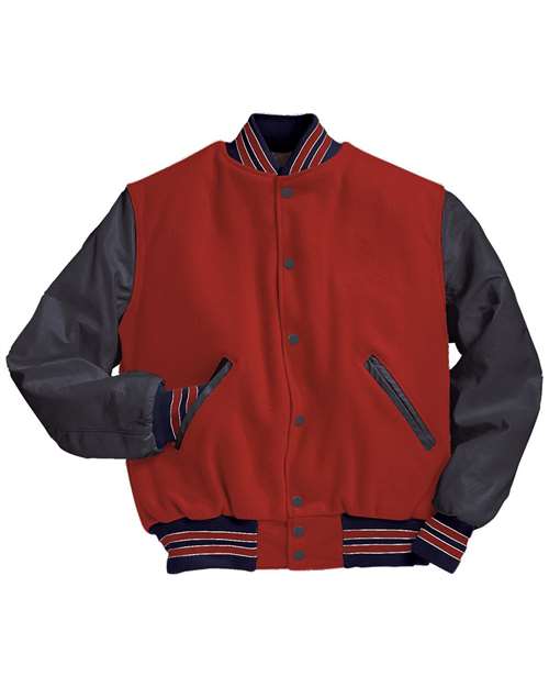 Holloway Varsity Wool Jacket 224183 - Scarlet/ True Navy/ White