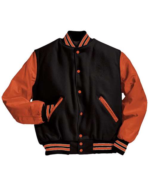 Holloway Varsity Wool Jacket 224183 - Black/ Burnt Orange/ Burnt Orange