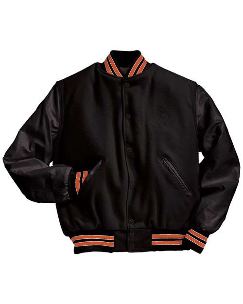 Holloway Varsity Wool Jacket 224183 - Black/ Burnt Orange/ White