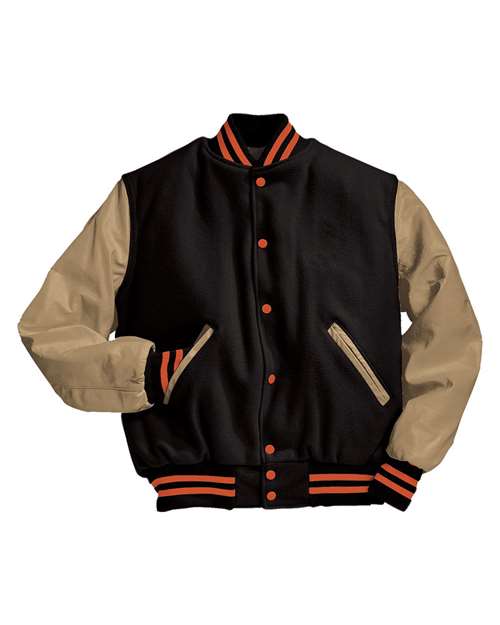 Holloway Varsity Wool Jacket 224183 - Black/ Cream/ Burnt Orange
