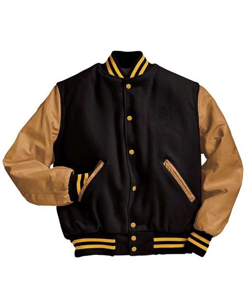 Holloway Varsity Wool Jacket 224183 - Black/ Light Gold/ Light Gold