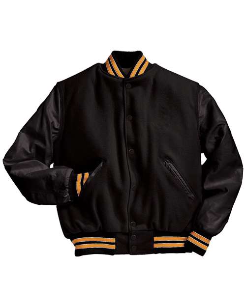 Holloway Varsity Wool Jacket 224183 - Black/ Light Gold/ White