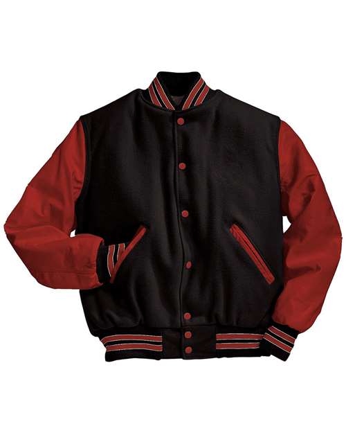Holloway Varsity Wool Jacket 224183 - Black/ Scarlet/ Scarlet