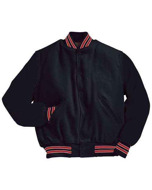 Holloway Varsity Wool Jacket 224183 - Black/ Scarlet/ White