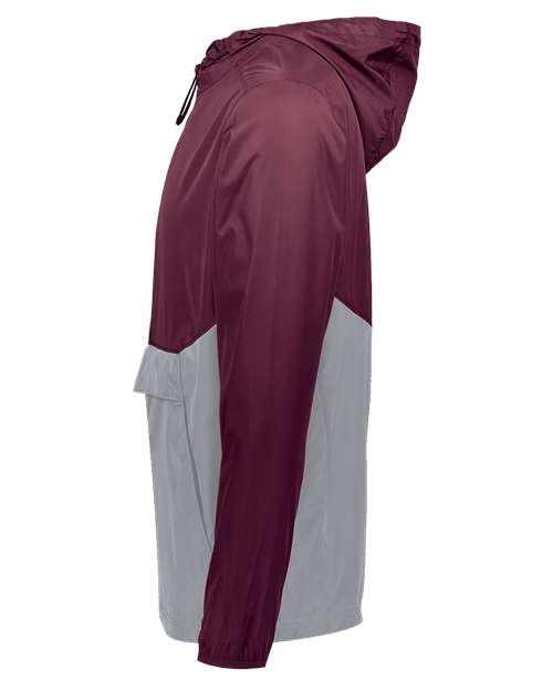 Holloway Packable Quarter-Zip Jacket 229534 - Maroon/ Athletic Grey