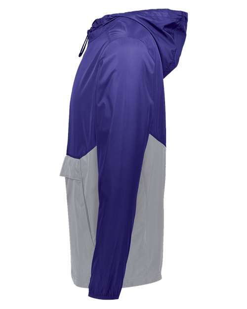 Holloway Packable Quarter-Zip Jacket 229534 - Purple/ Athletic Grey