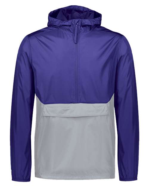 Holloway Packable Quarter-Zip Jacket 229534 - Purple/ Athletic Grey