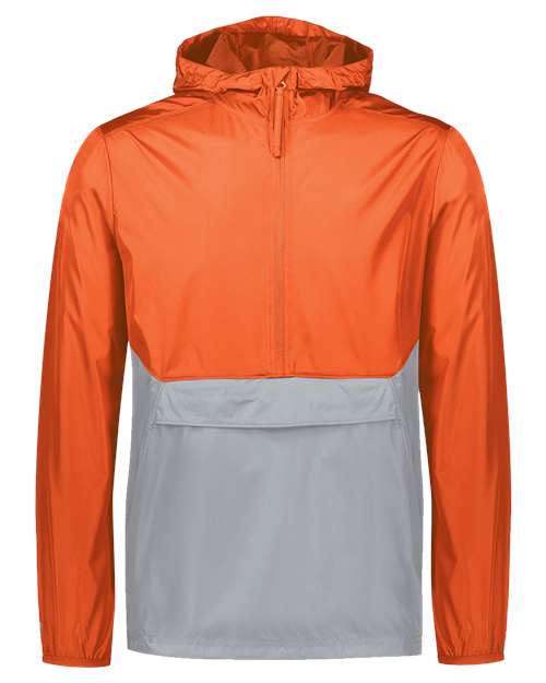 Holloway Packable Quarter-Zip Jacket 229534 - Orange/ Athletic Grey