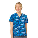 Women's V-Neck Print Scrub Top. Live Chat for Bulk Discounts