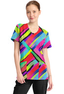 Cherokee Round Print Neck Top. Item CK609 in CK IN PRINTS Collection. Live Chat for Bulk Discounts.