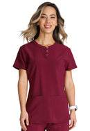 Cherokee Snap Front Henley Top. Item CK749A in CK CHEROKEE Collection. Live Chat for Bulk Discounts.