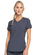 Cherokee Zip Front V-Neck Top. Item CK810A in CK IN INFINITY Collection. Live Chat for Bulk Discounts.